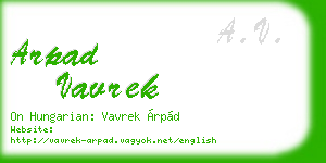 arpad vavrek business card